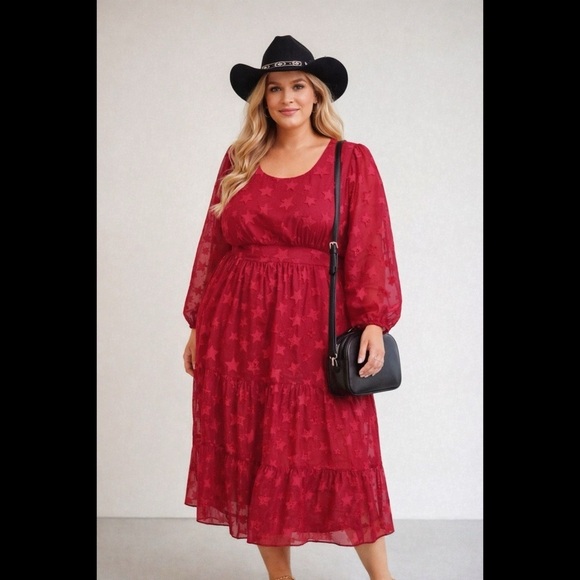 torrid Dresses & Skirts - TORRID Magenta Star Print Midi Dress
